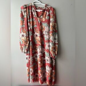 Wilfred Floral Long Sleeve Dress - Red, White, Green, Orange